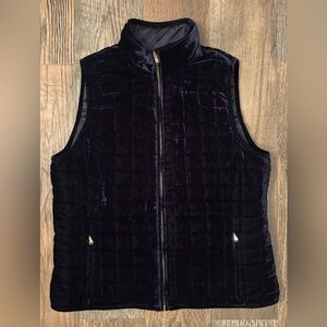 Ralph Lauren Velvet Reversible Vest Womens Large Quilted Blue Sleeveless Puffer